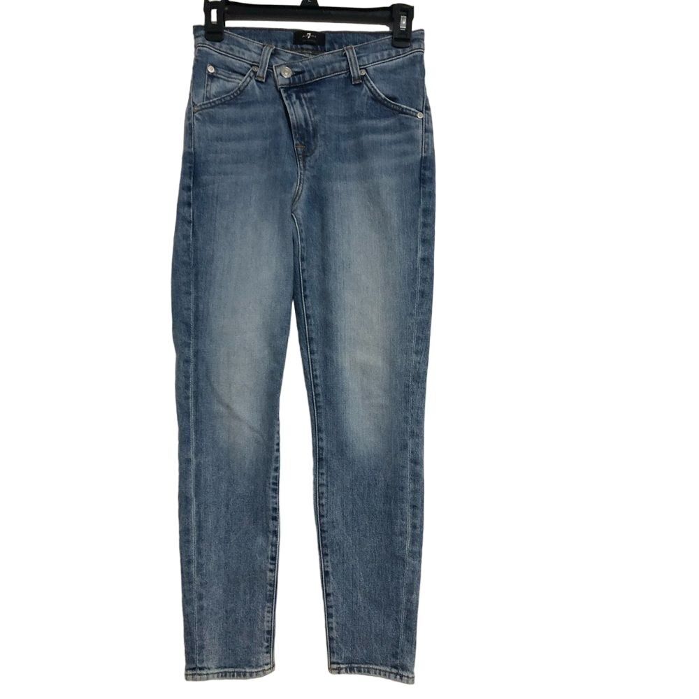 7‎ For All Mankind Criss Cross Denim Jeans Women's Size 24 Trendy
